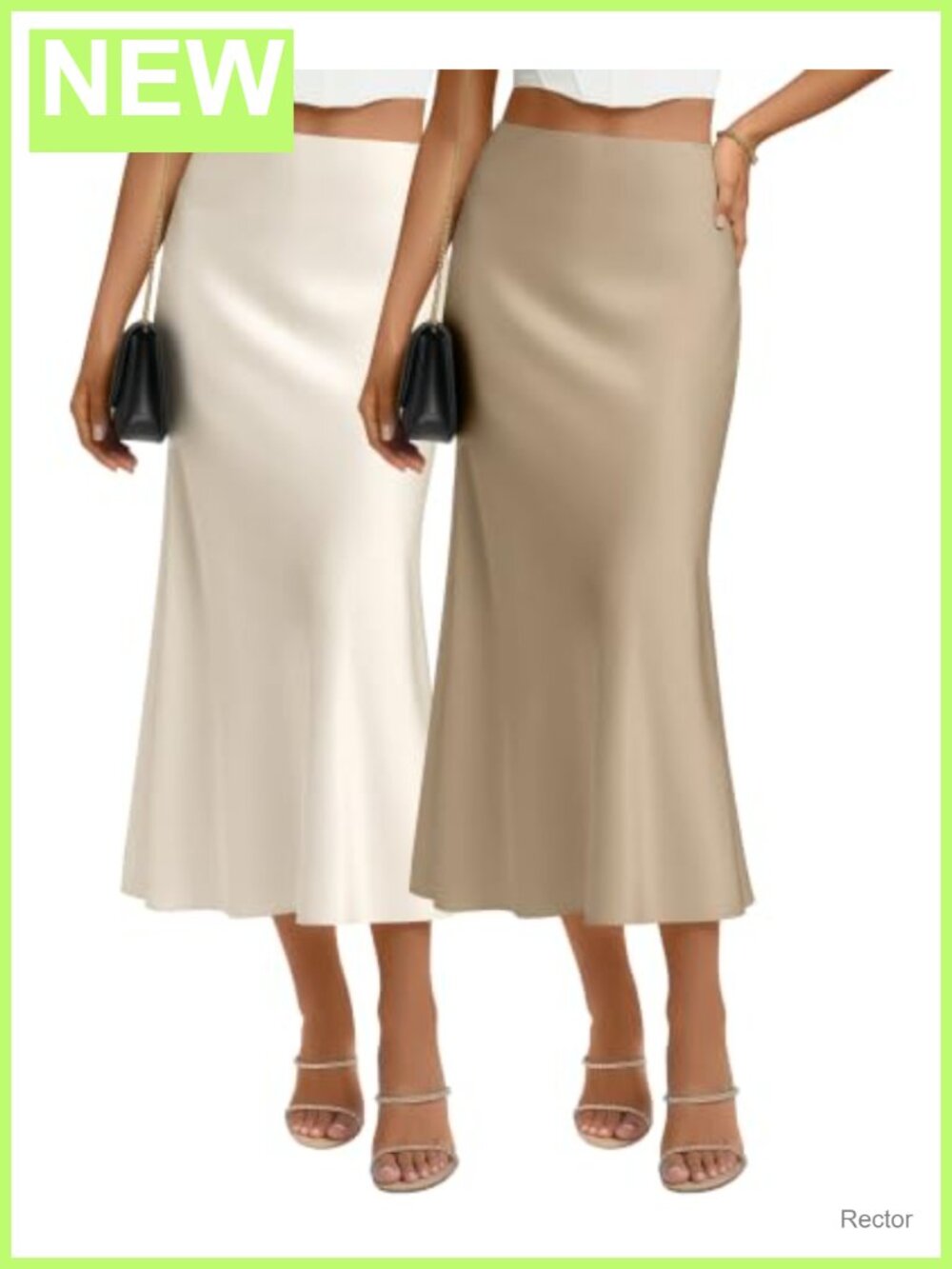 Satin Flowy High Waist Midi A-Line Skirt 2 Pack Women's